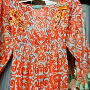 Handmade Italian embroidered swim coverup